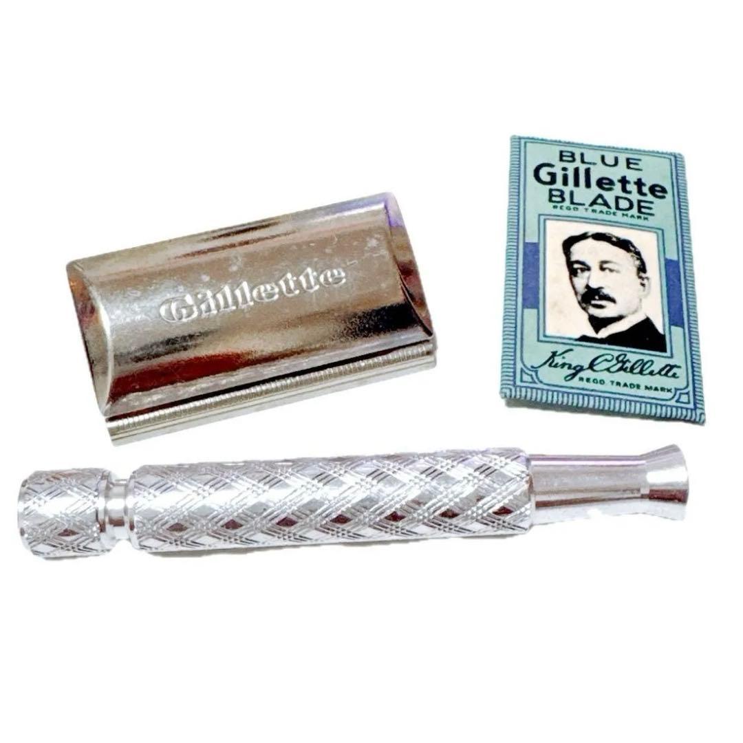 BLUE Gillette BLADE カミソリ　剃刀　ひげ剃り　ジレット
