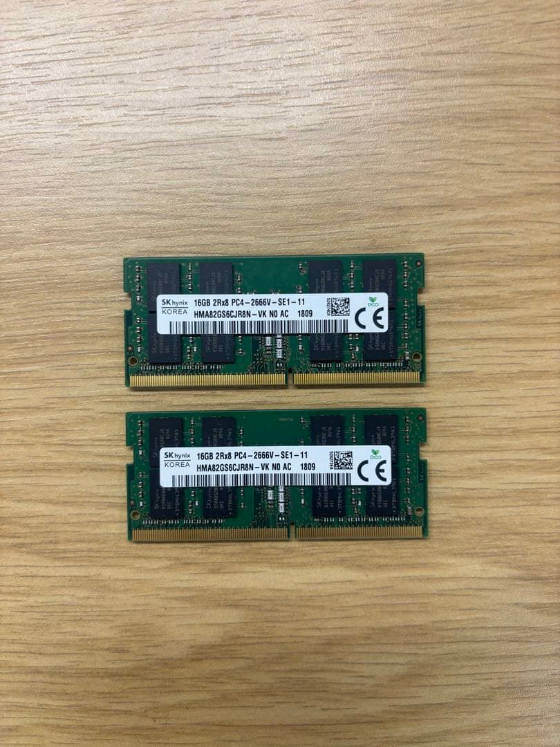 SK Hynix 16GB 2666Vメモリ　2つ