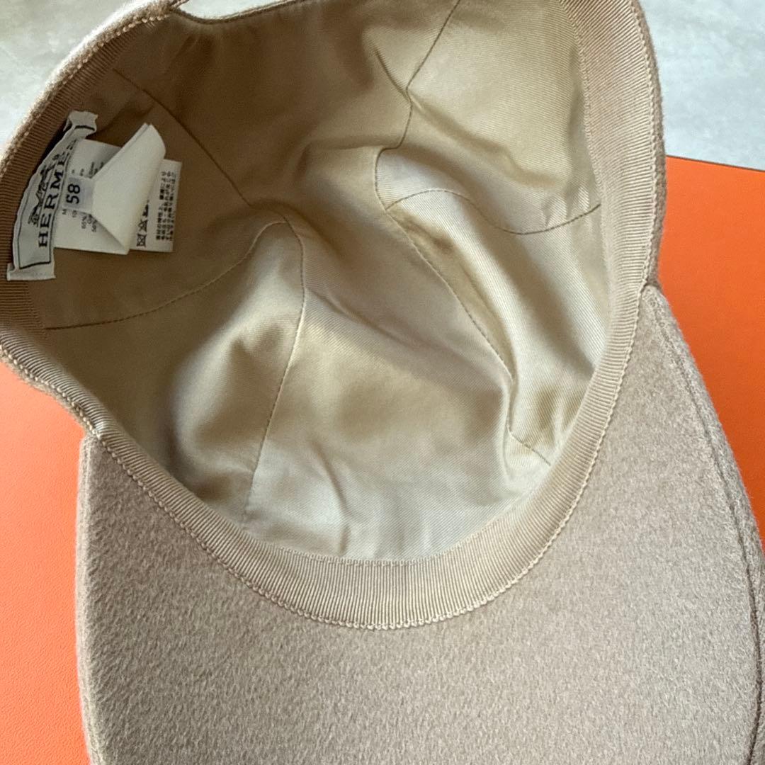 HERMES セリエ　キャップ　ベージュ カシミヤ58