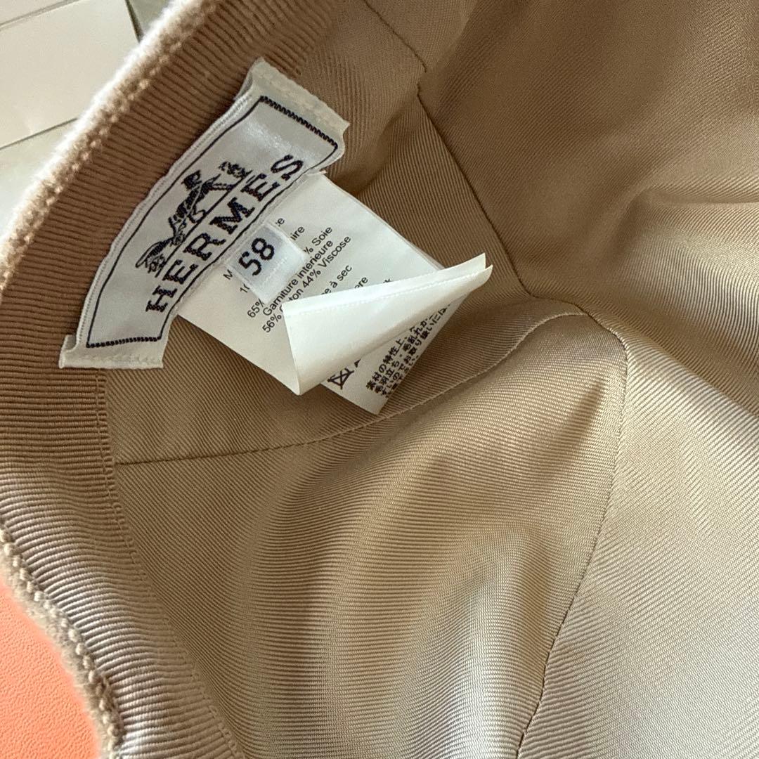 HERMES セリエ　キャップ　ベージュ カシミヤ58