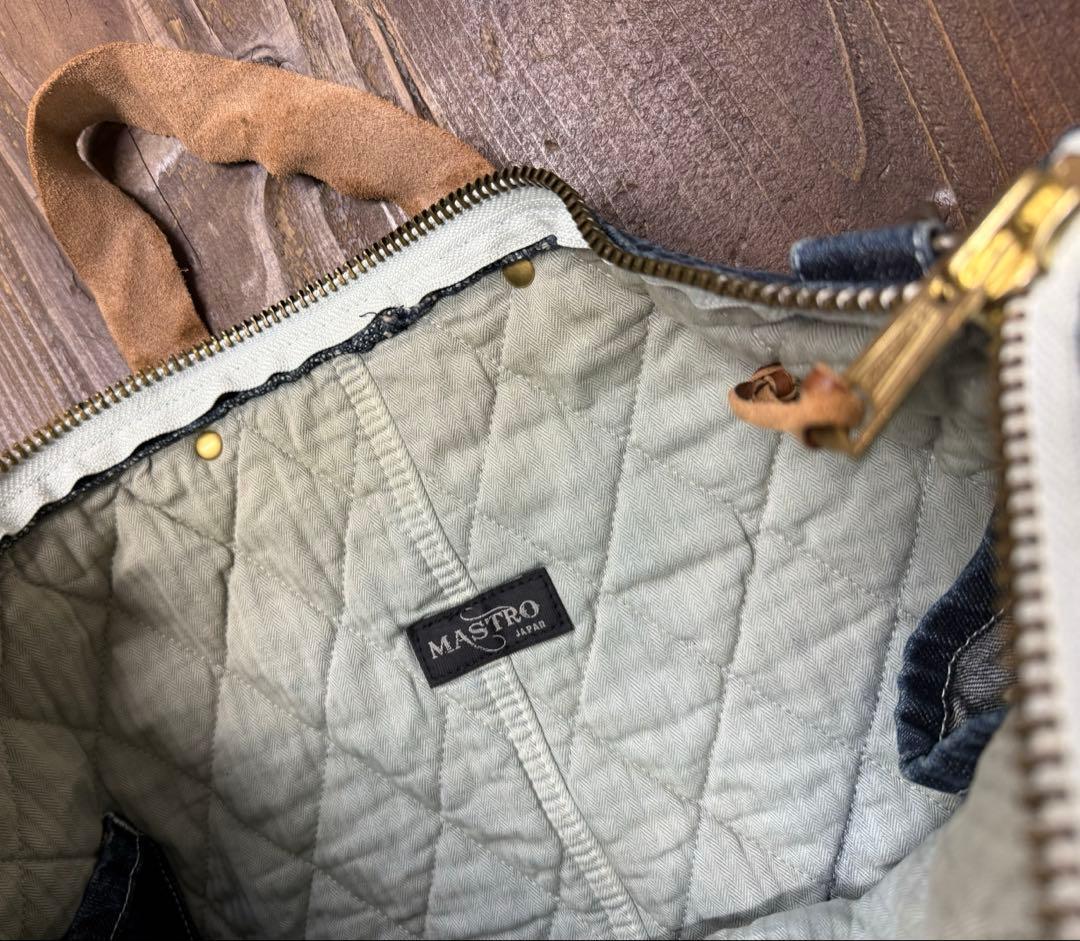 日本製　ヘルメットバッグ　岡山デニム ×本革栃木レザー2WAY ショルダー付き