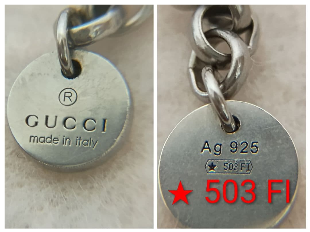 GUCCI あずきチェーン ブラック加工 50cm SILVER925 男女兼用