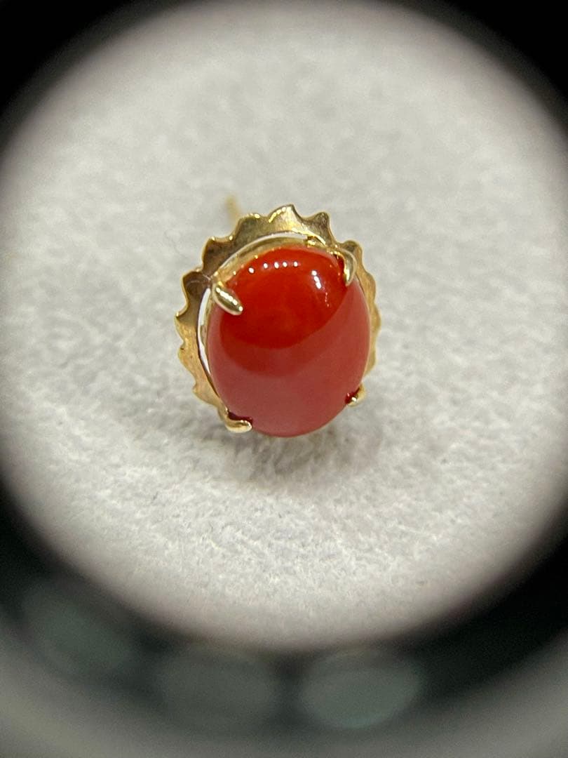 K14 ゴールド 地中海珊瑚 コーラル 14金 ピンブローチ CORAL