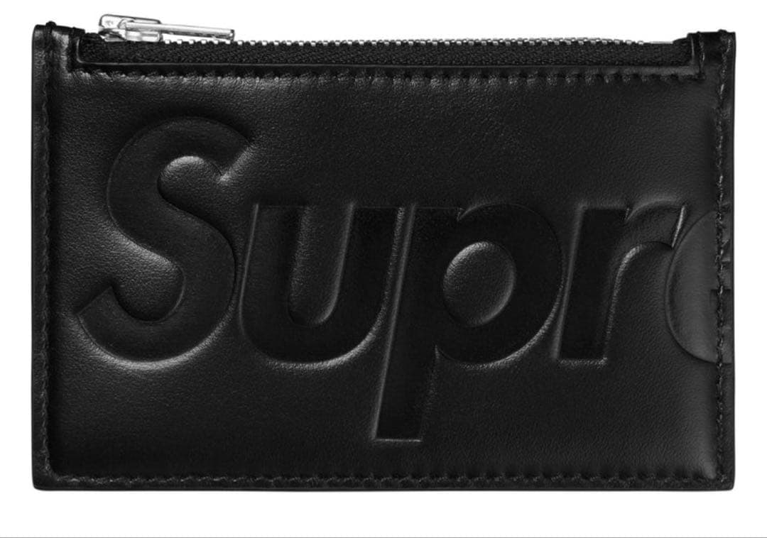 た*。様 Supreme Leather Zip Card Holder 黒