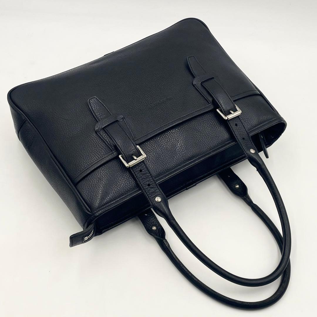 【美品】バーバリー ビジネストートバッグ 最高級シボ革 肩掛けA4 ノバチェック