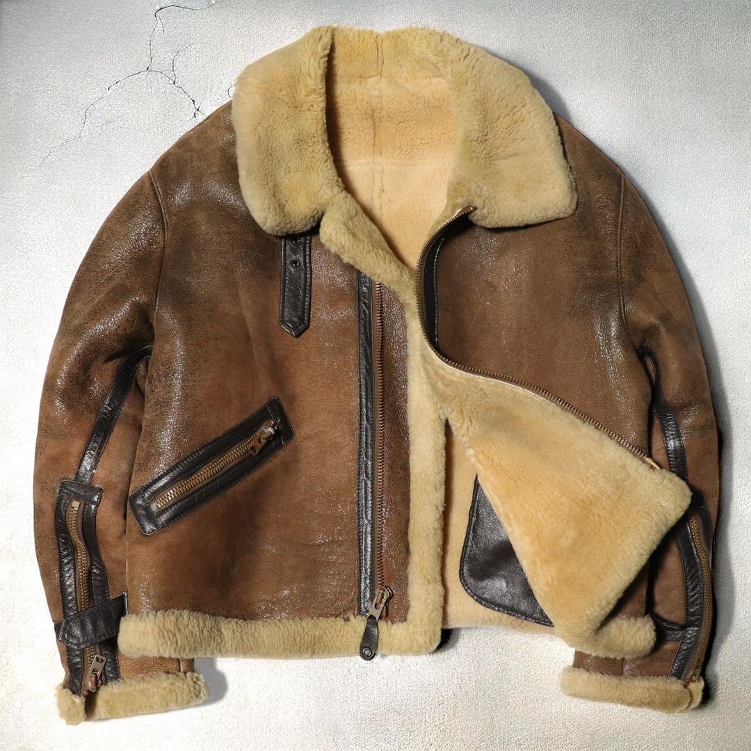 XL★80s★USA製★ゴールデンベア★B9 フライトジャケット★ムートン★40