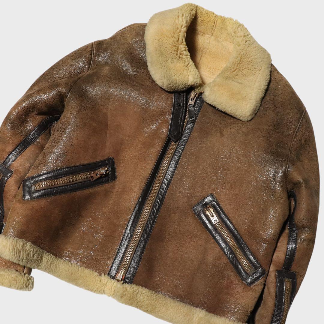 XL★80s★USA製★ゴールデンベア★B9 フライトジャケット★ムートン★40