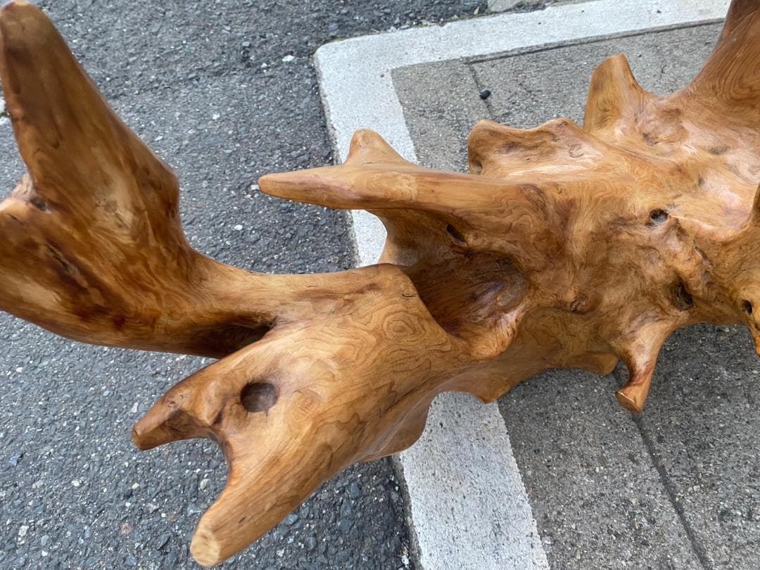 A337◆自然木 天然木 木台 花台 飾台 置物 流木アート 玉杢 光沢