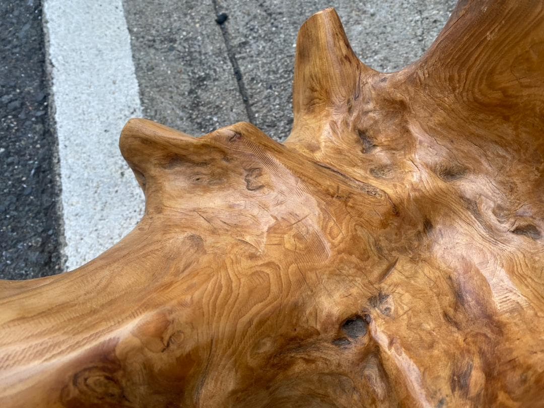 A337◆自然木 天然木 木台 花台 飾台 置物 流木アート 玉杢 光沢