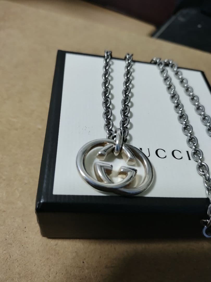 美品 GUCCI グッチ シルバー925インターロッキングネックレス 高級感あり