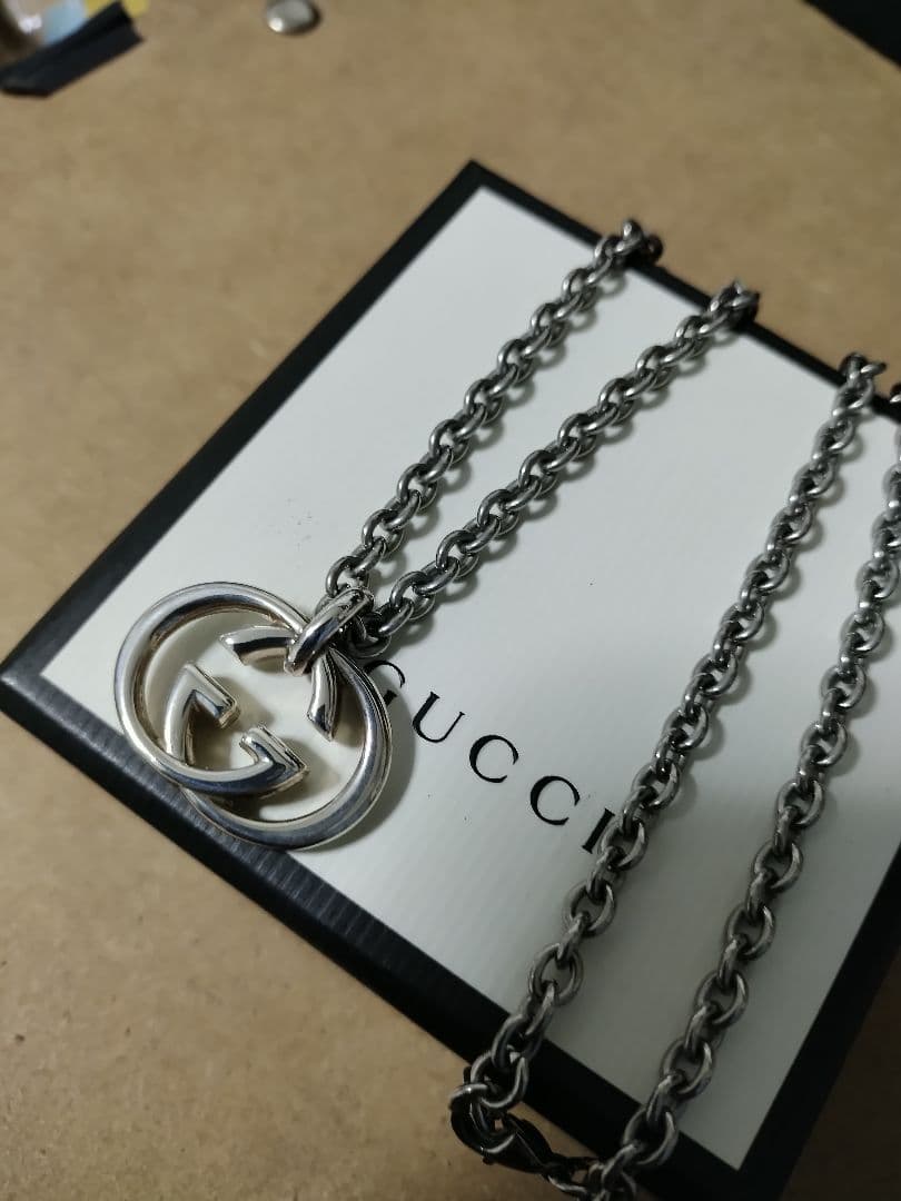 美品 GUCCI グッチ シルバー925インターロッキングネックレス 高級感あり
