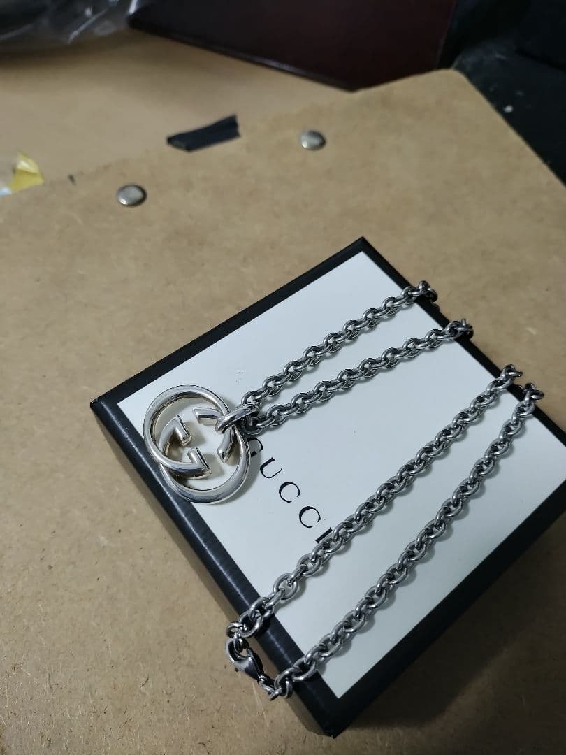 美品 GUCCI グッチ シルバー925インターロッキングネックレス 高級感あり