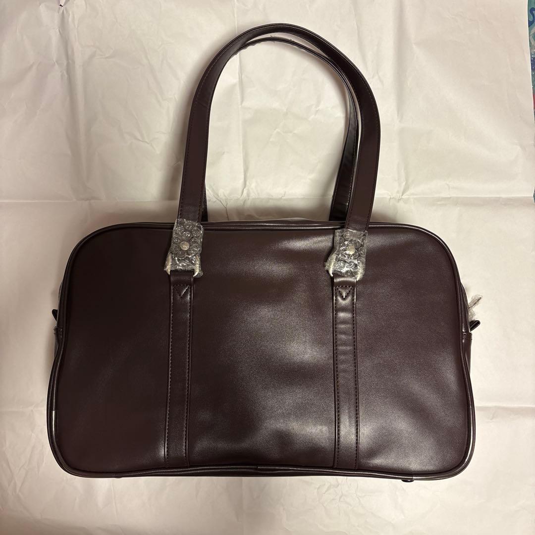 【美品】EASTBOYイーストボーイスクールバッグ　合皮　ブラウン　まる