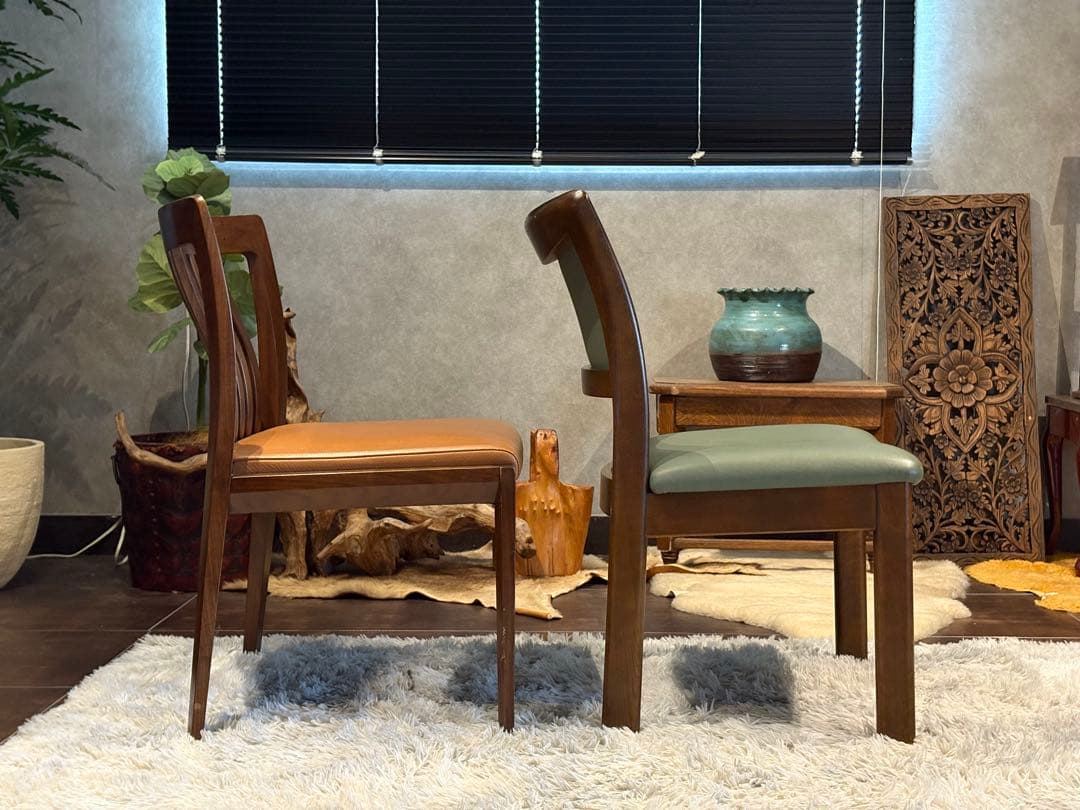 希少　飛騨産業　グリーンレザー　domani ドマーニ　スポークチェア　nG