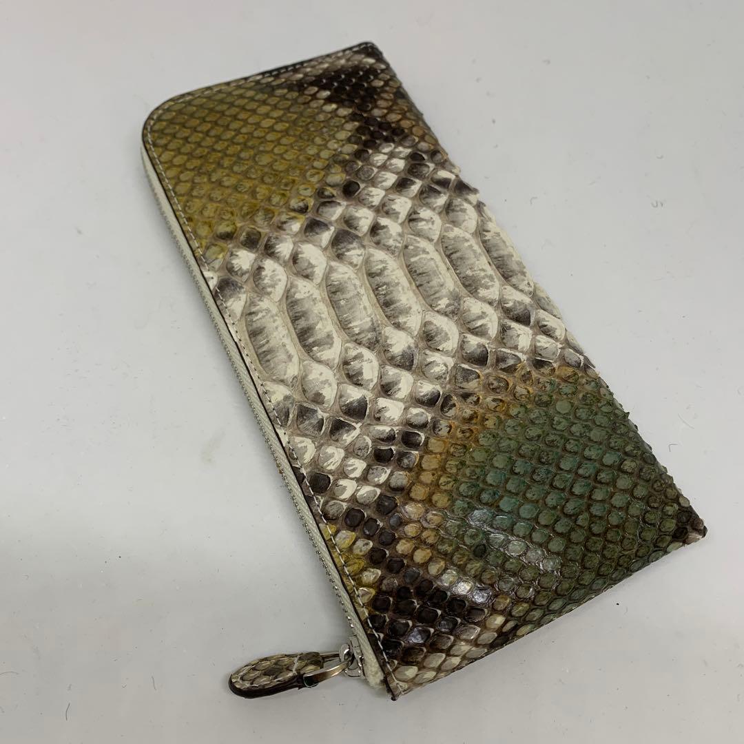 田川英樹 さん専用新品　一枚革　蛇革パイソン　Ｌ型 ミックスカラー長財布