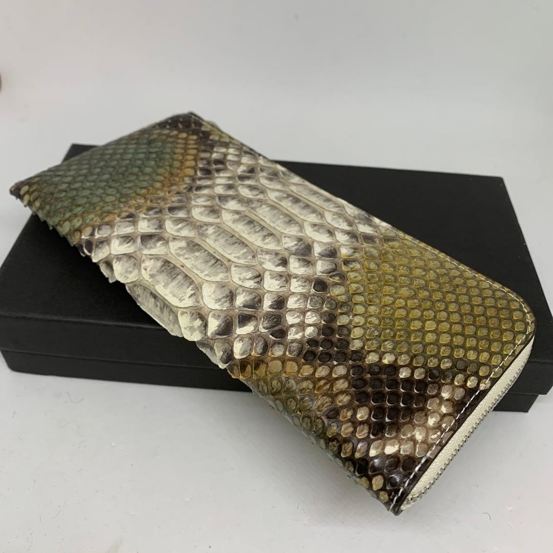 田川英樹 さん専用新品　一枚革　蛇革パイソン　Ｌ型 ミックスカラー長財布
