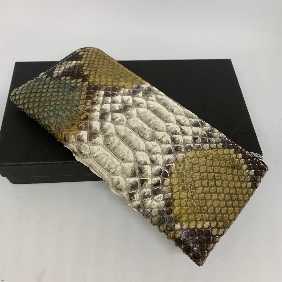 田川英樹 さん専用新品　一枚革　蛇革パイソン　Ｌ型 ミックスカラー長財布