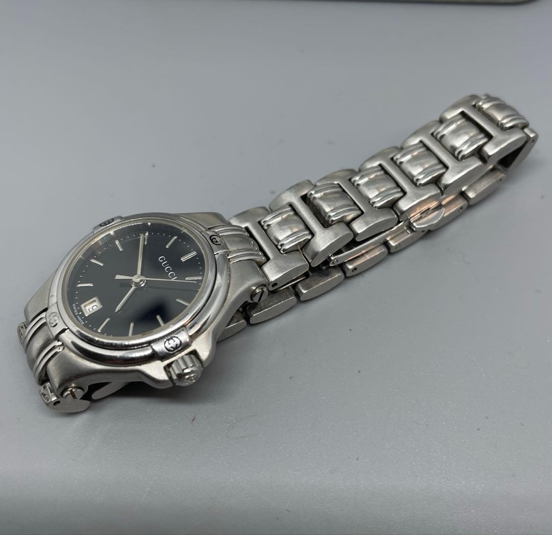 GUCCI 9040L ラウンドデイト Qz ブラック 電池交換済み