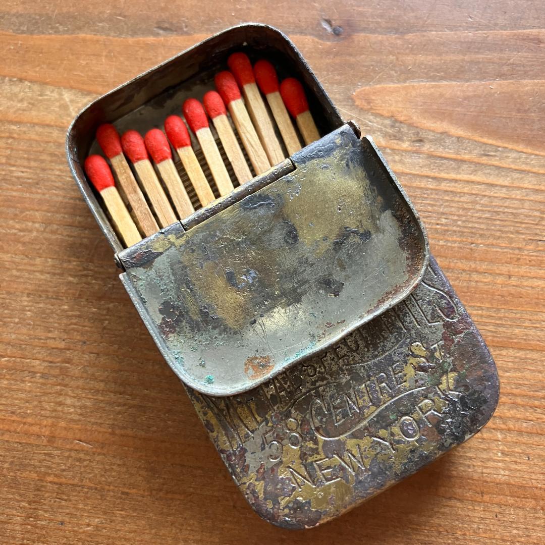 US広告入マッチケース／1800年代／真鍮製／ノベルティ／Match Safe