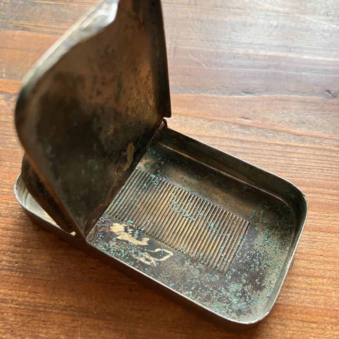 US広告入マッチケース／1800年代／真鍮製／ノベルティ／Match Safe