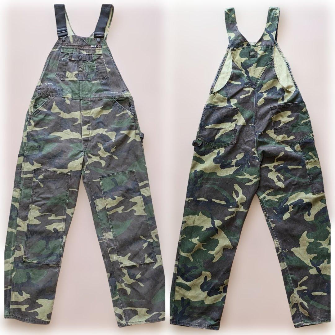 90s Liberty usa製 オーバーオール 迷彩 ダブルニー W38 古着
