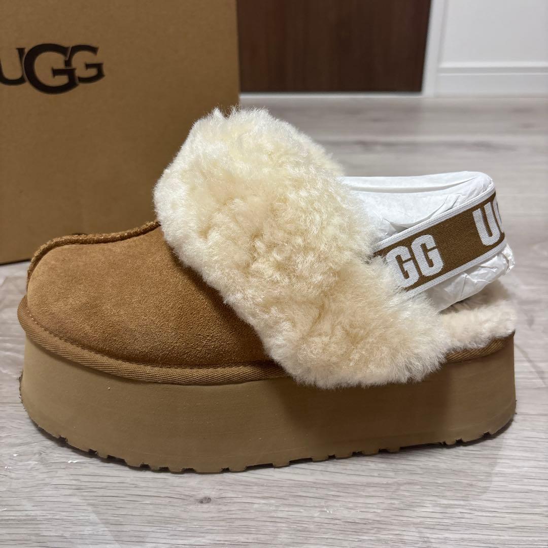 ugg ファンケット 24cm 厚底ムートン スリッポン チェスナット ブラウン