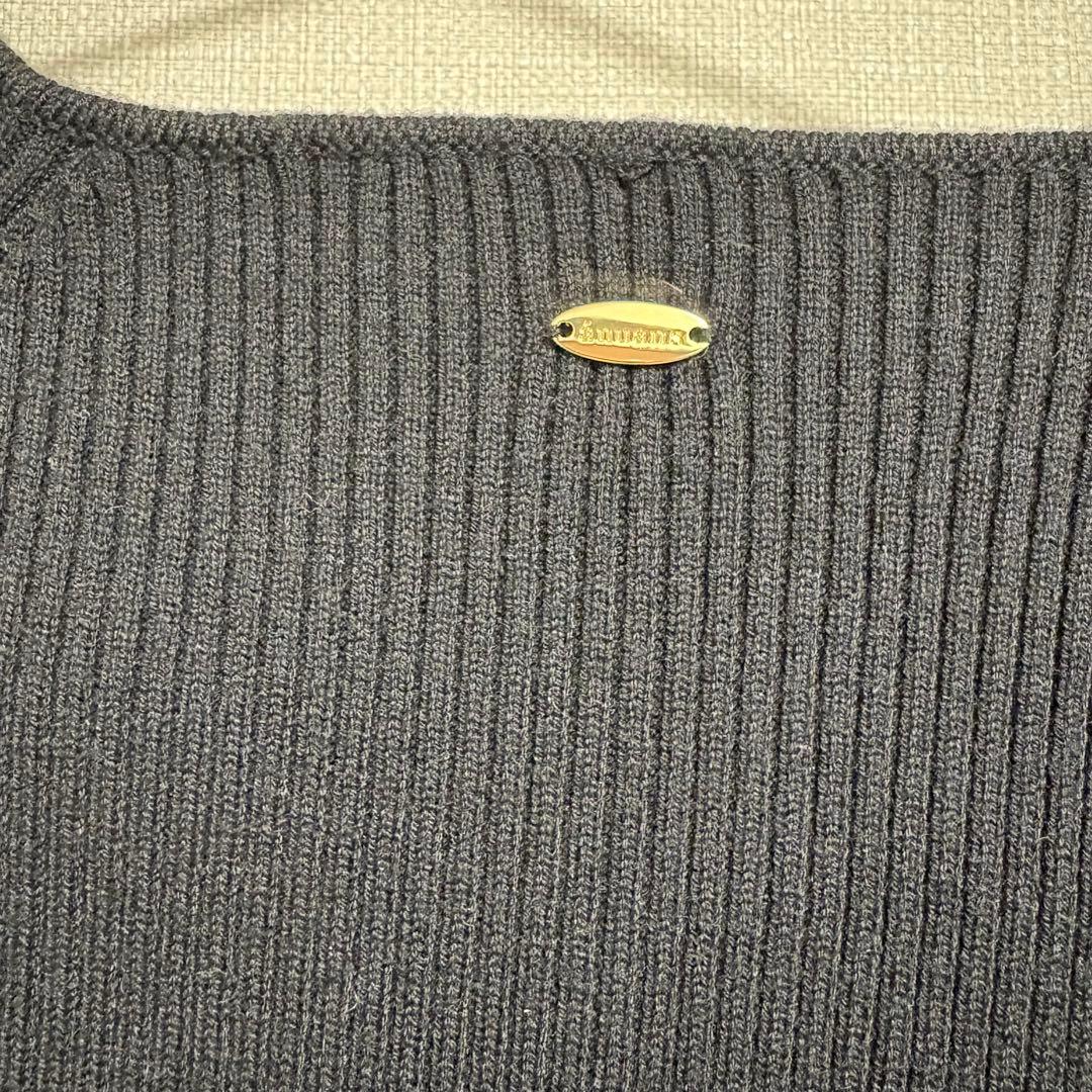 anuans カシミヤブレンドデコルテリブニットプルオーバー　ブラック