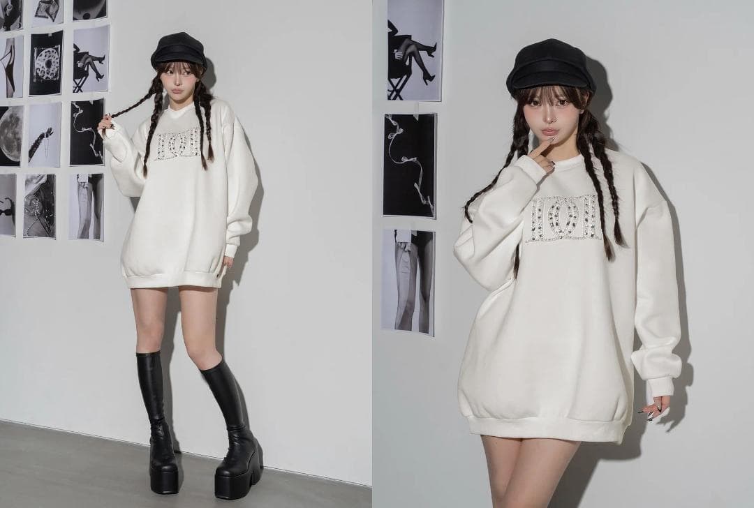 ダーリッチ darich DDロゴビジュースウェットプルオーバー ピンク