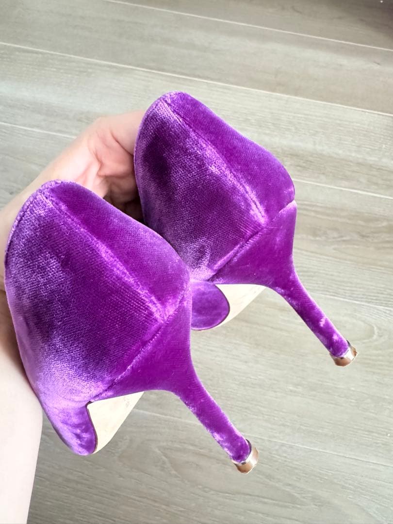 マノロブラニク　ハンギシ　パープル　ベルベット　37 9㎝ヒール