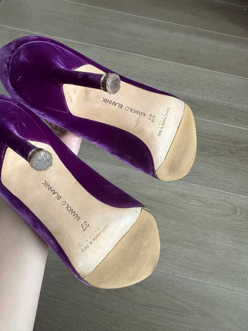 マノロブラニク　ハンギシ　パープル　ベルベット　37 9㎝ヒール