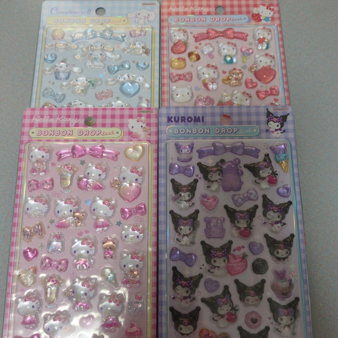 【正規品】サンリオ　第二弾　大サイズ　ボンボンドロップシール　4枚　コンビニ不可