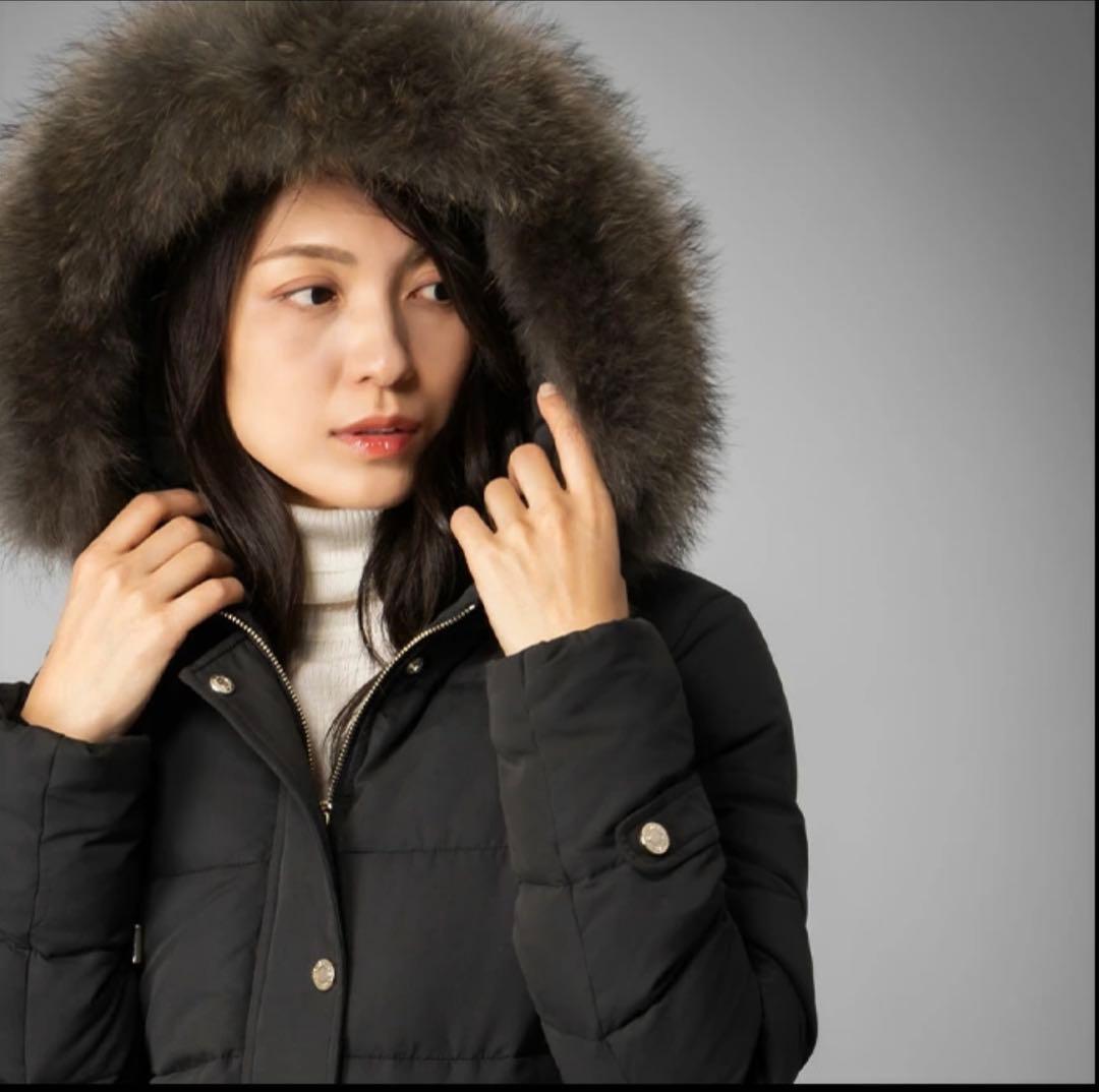 La Mode ダウンジャケット ラクーンファー フェザー 細見え 40