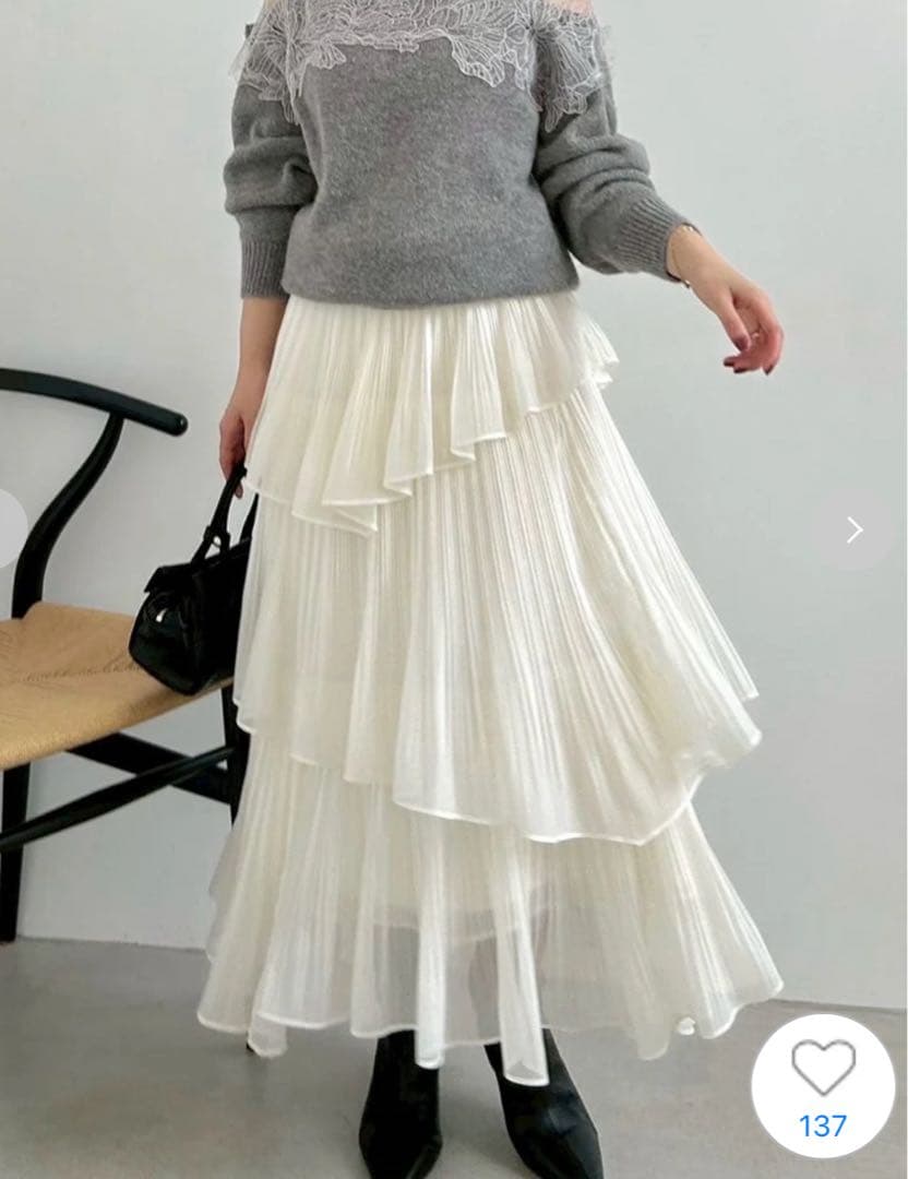 snidel プリーツティアードロングスカート