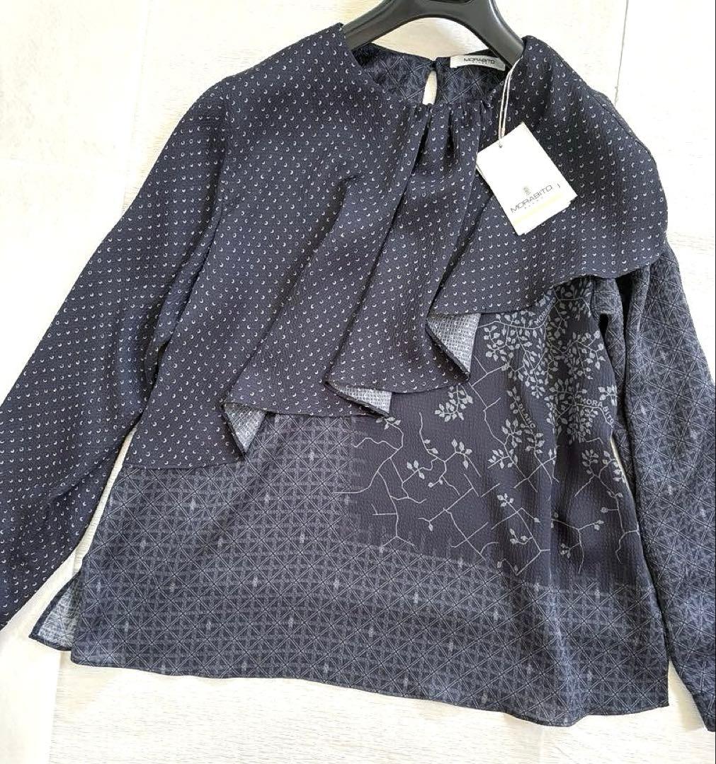 新品　今季モラビト ブラン　上品リュクスなブラウス　サイズ４０　¥64900