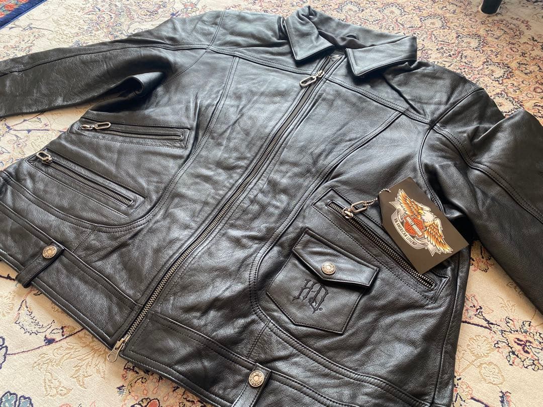 新品未使用HARLEY-DAVIDSON ブラックレザーピンストジャケット極上