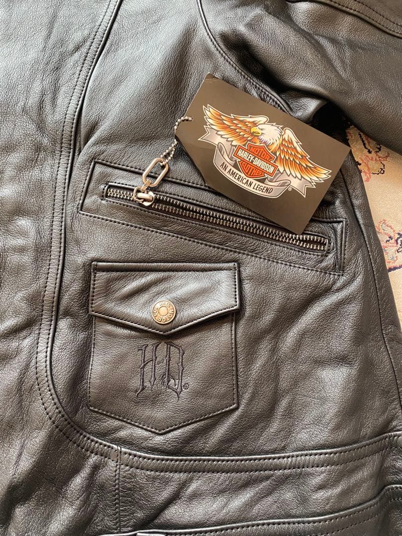 新品未使用HARLEY-DAVIDSON ブラックレザーピンストジャケット極上