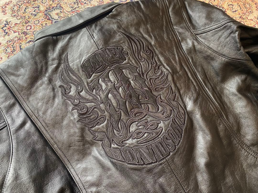 新品未使用HARLEY-DAVIDSON ブラックレザーピンストジャケット極上