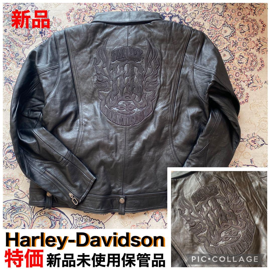 新品未使用HARLEY-DAVIDSON ブラックレザーピンストジャケット極上