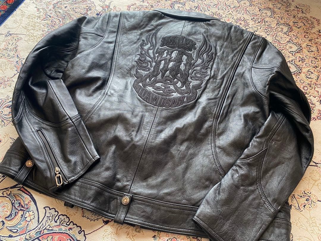 新品未使用HARLEY-DAVIDSON ブラックレザーピンストジャケット極上