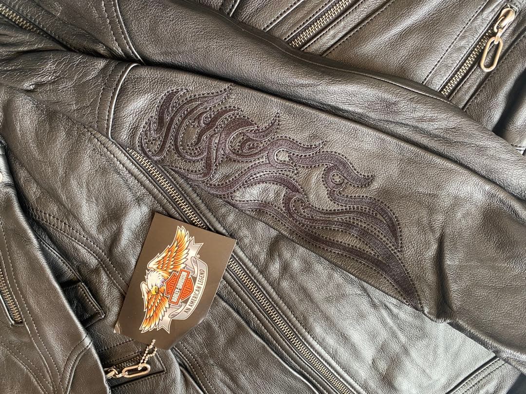 新品未使用HARLEY-DAVIDSON ブラックレザーピンストジャケット極上