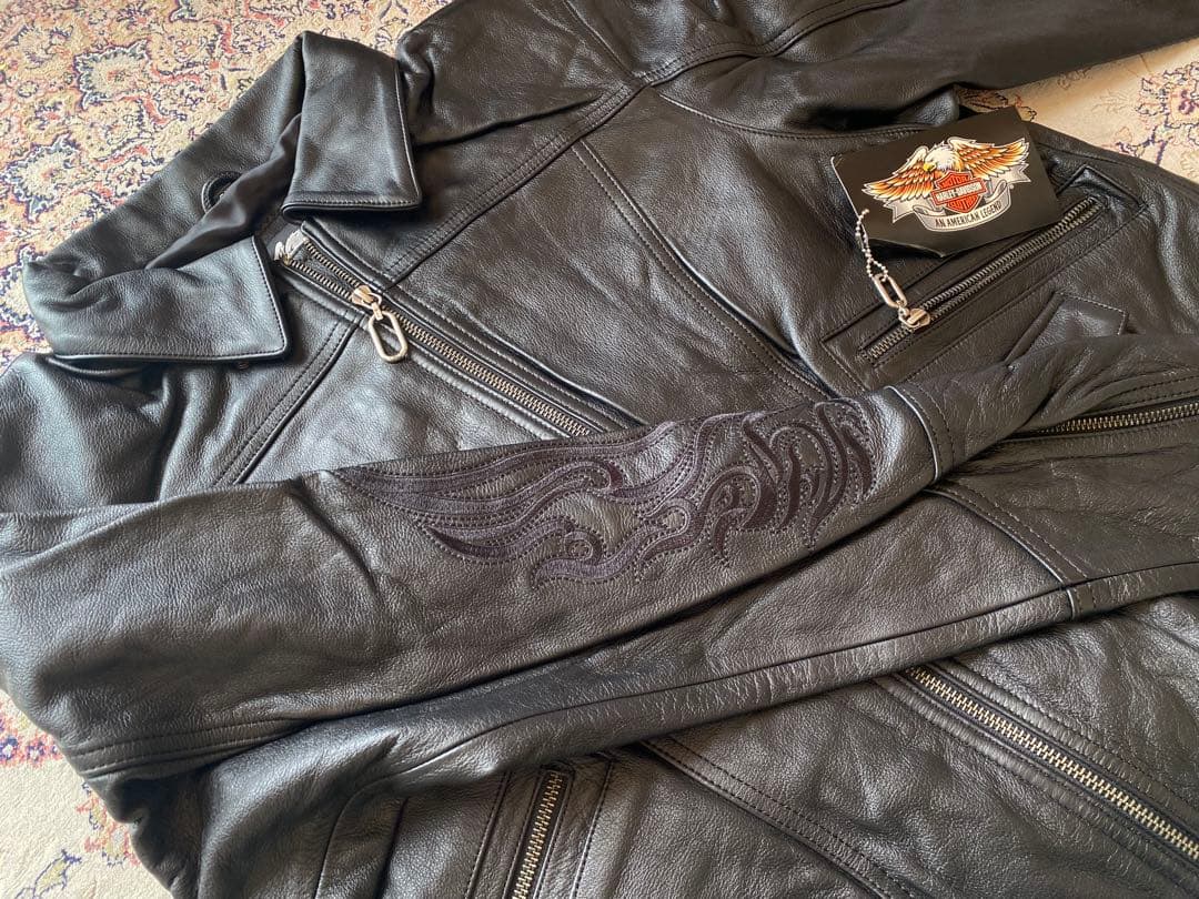 新品未使用HARLEY-DAVIDSON ブラックレザーピンストジャケット極上