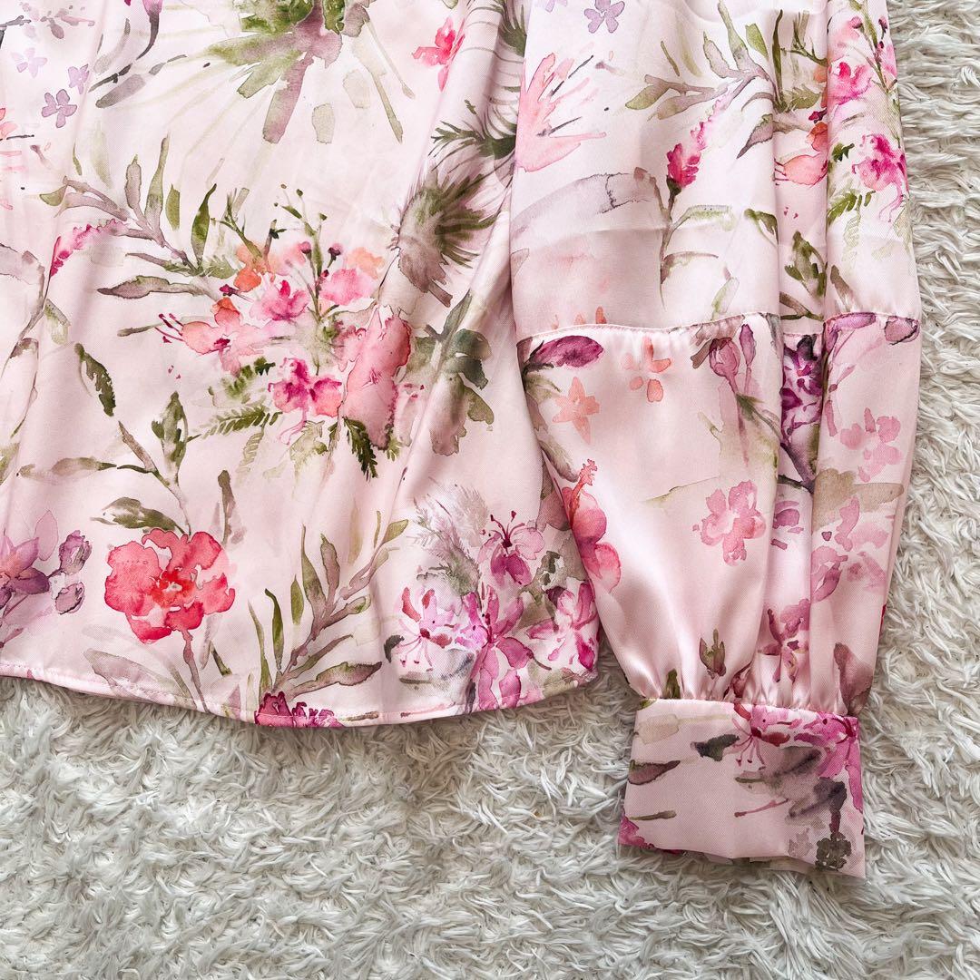 ルルウィルビー　RATTI ソフトフラワープリントブラウス　水彩　ピンク