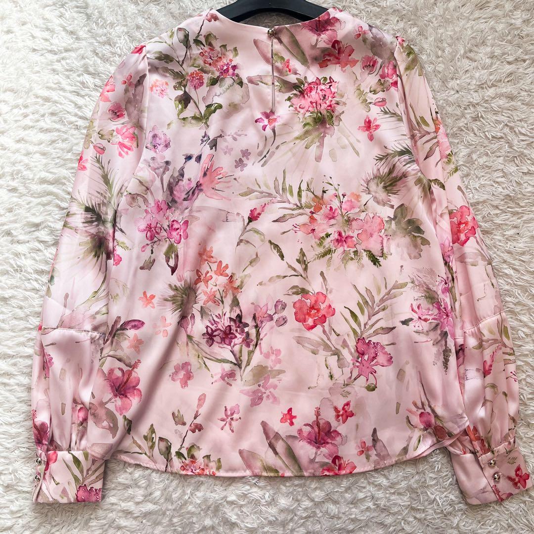 ルルウィルビー　RATTI ソフトフラワープリントブラウス　水彩　ピンク