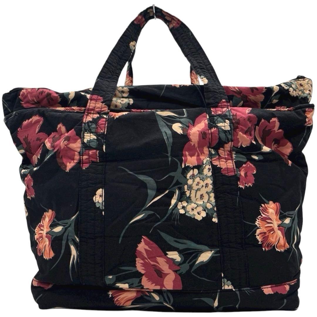 美品◎ラルフローレン 肩かけ可 ボストンバッグ 大型トート ポニー 花柄 男女可