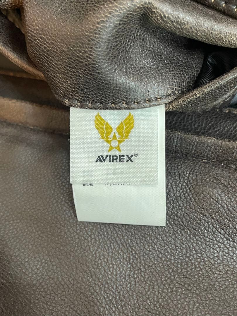 AVIREX シングルライダースジャケット レザー ブラウン 38
