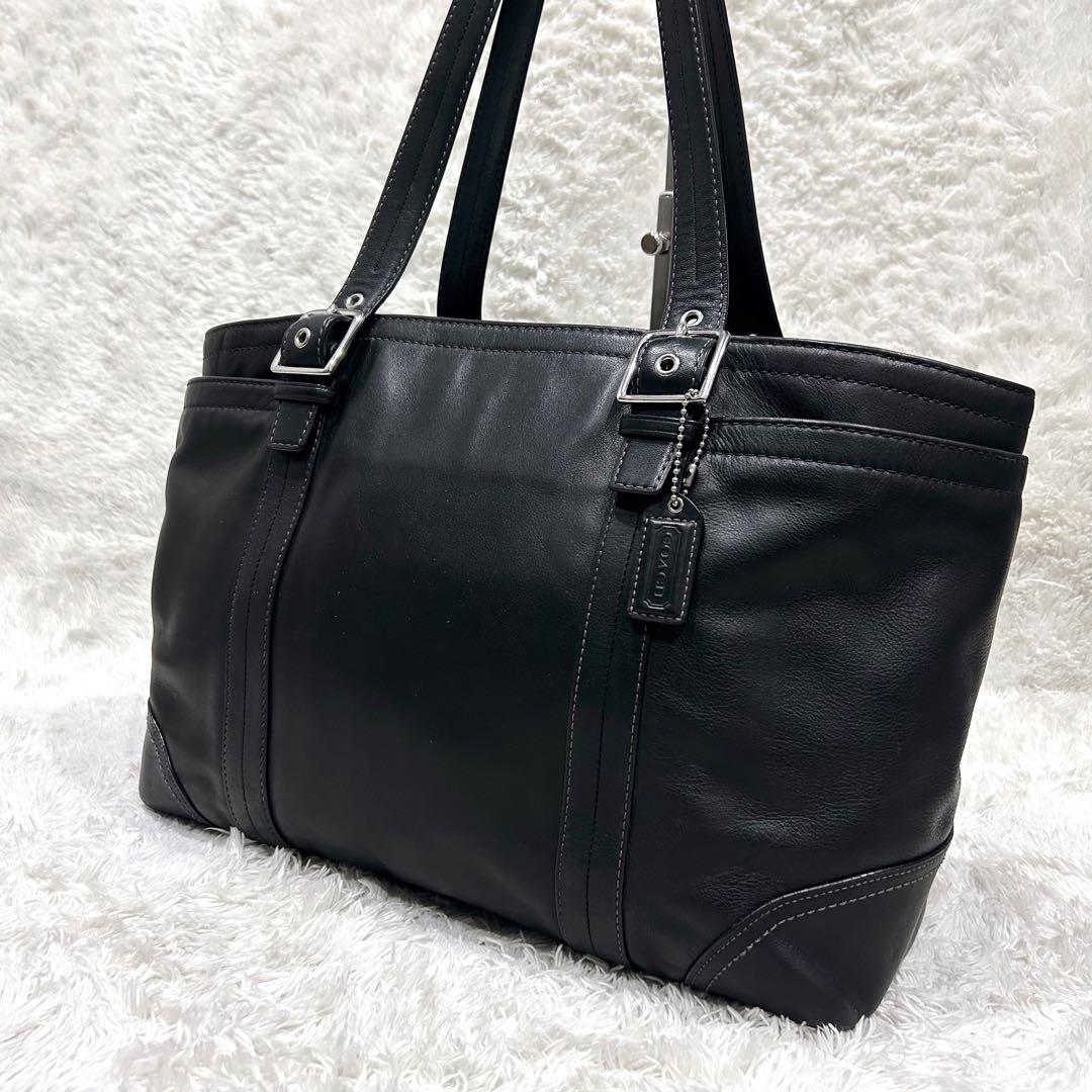 美品✨COACH コーチ メンズ ビジネス トートバッグ ブラック レザー