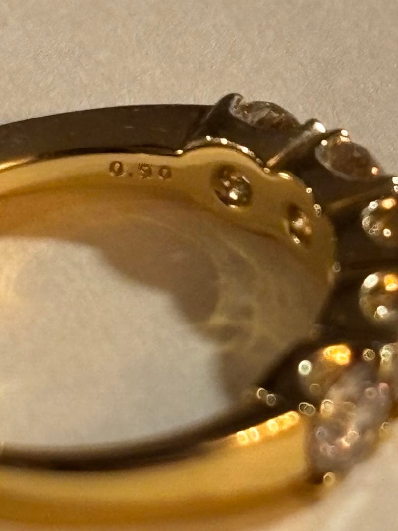 classic chess K18 0.9ct大粒ダイヤ ハーフエタニティリング