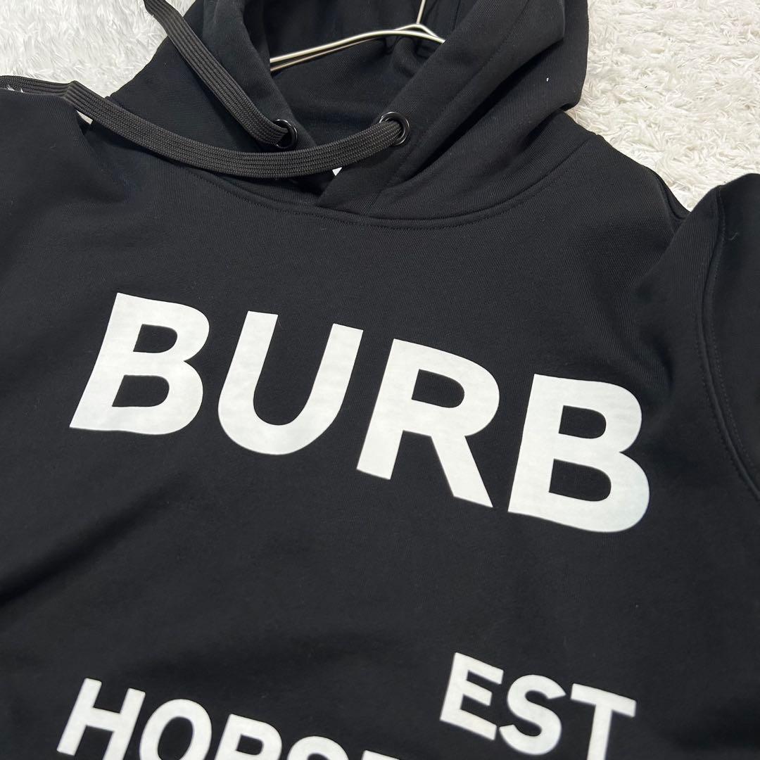 美品✨バーバリー ホースフェリーロゴプリント パーカー ブラック L