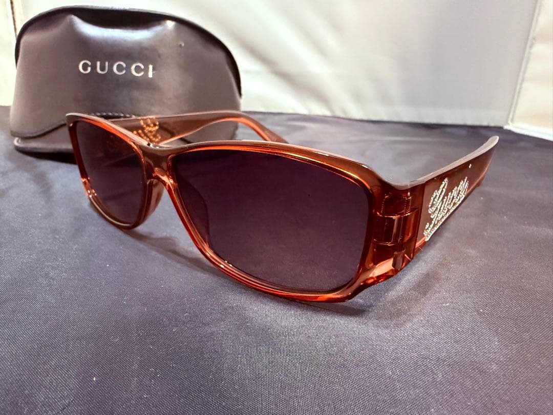 GUCCIレッドクリスタル×スワロフスキーラインストーン サングラス眼鏡メガネ