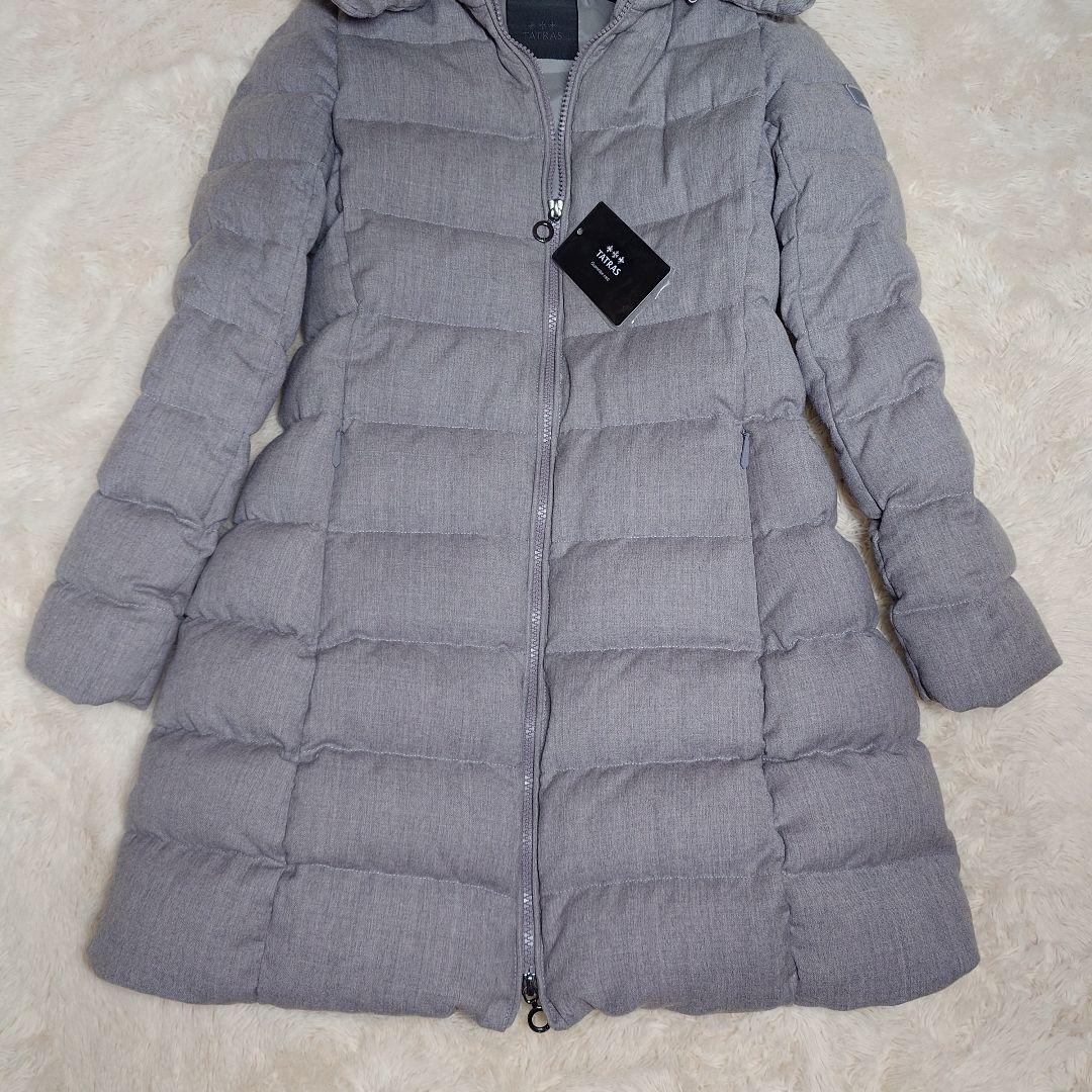 TATRAS ラビアナ ファー付 ダウンジャケット ウール Aライン グレー S